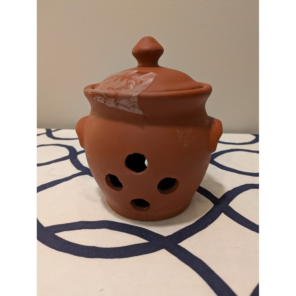 Garlic Keeper Roaster TerraCotta Clay Pottery Storage Vintage Lightly used